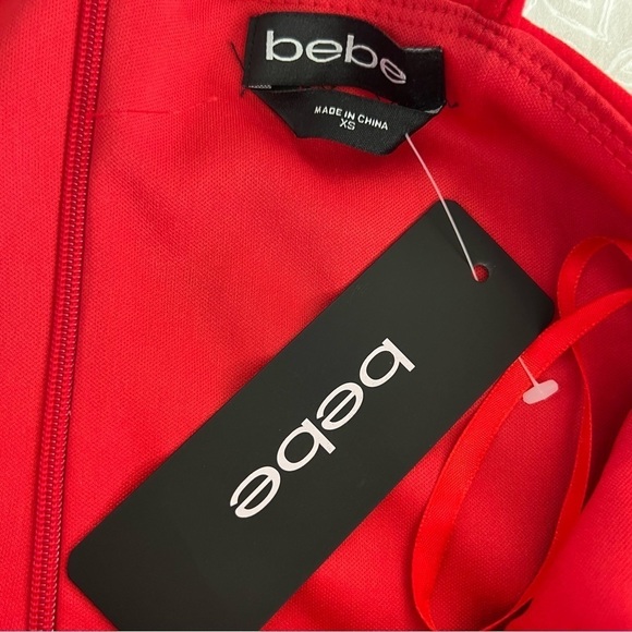 Bebe Jumpsuit Women XS Red Front Slit wide leg pant sleeveless Crepe          B5 - Picture 10 of 10